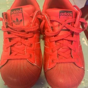 Little Boys sz 12 Adidas red leather